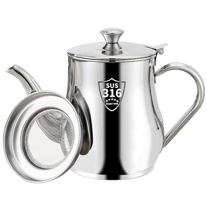 京悠雨德国精工316不锈钢油壶家用厨房专用油瓶带过滤网304食品级储油罐 800ml【食品级316钢】送防尘嘴帽