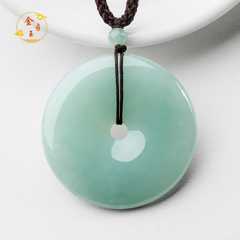 金召玉冰糯种翡翠吊坠平安扣男女款浅绿玉石挂件a货证书自戴送礼