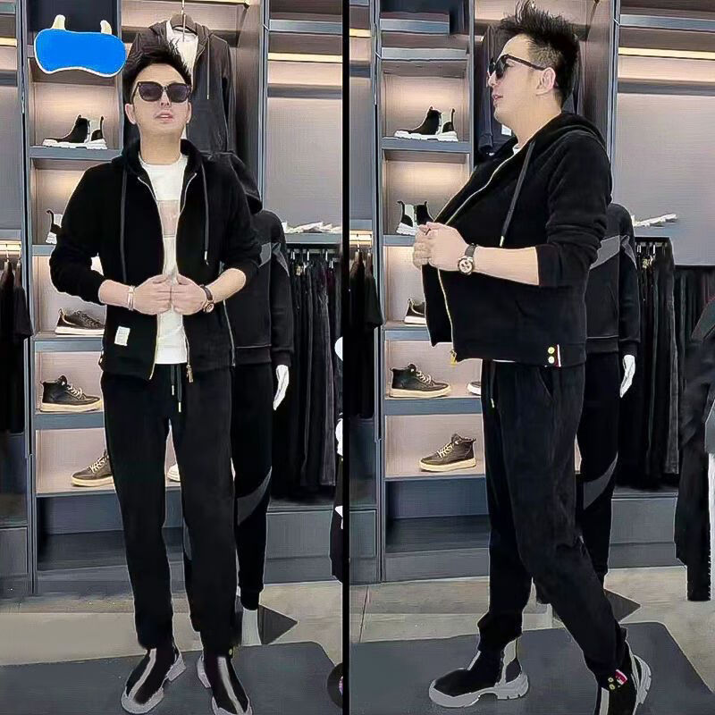 mgjo30岁男装搭配2024新款博奥绒运动休闲套装男士高档宽松潮流外套开