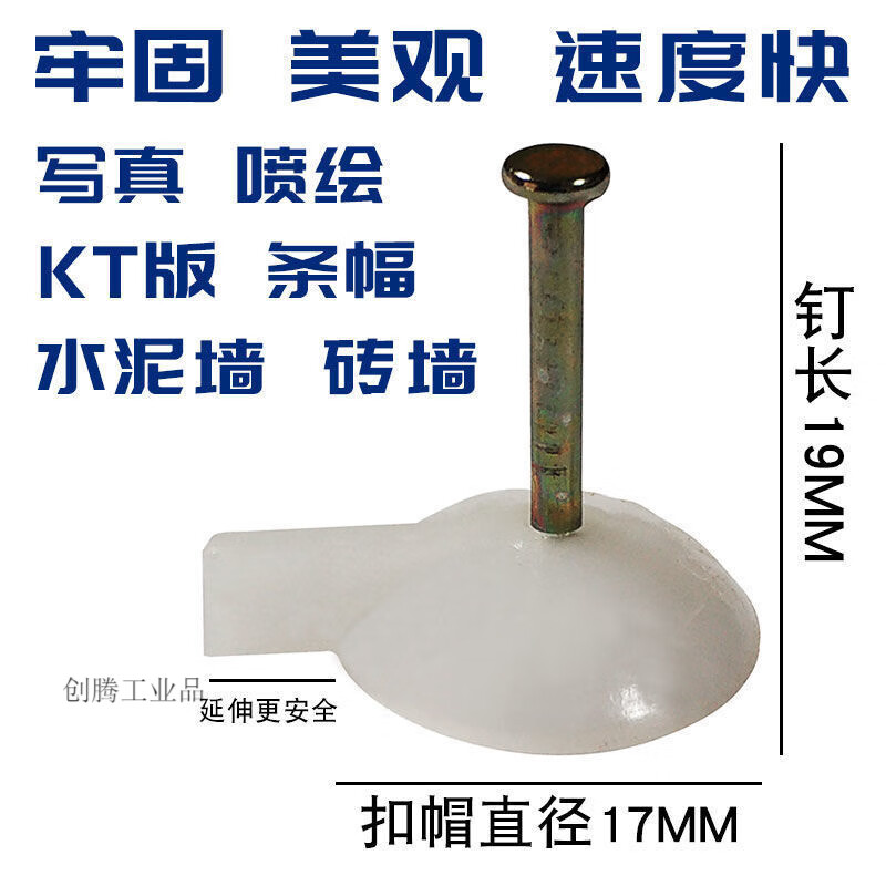适配喷绘布钉 广告kt板钉子钉 泡沫板墙纸固定神器 钉长1.9cm(100套)