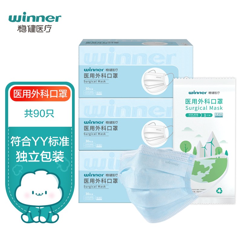 稳健医用外科口罩一次性口罩-价格走势、评测及更多