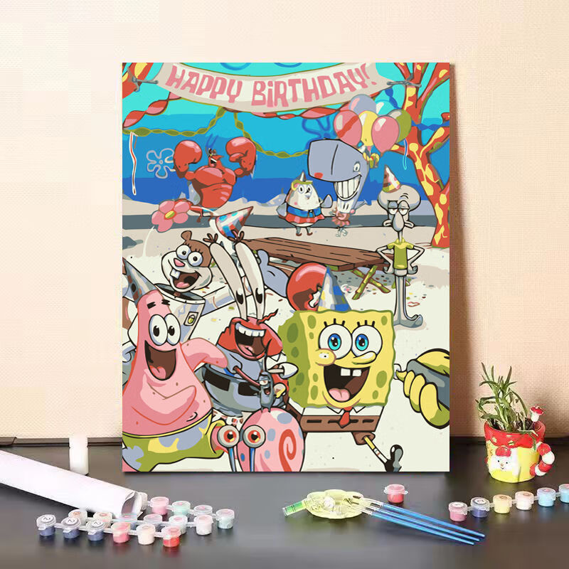 海绵宝宝(生日快乐01) 30*40cm画布(无内框)