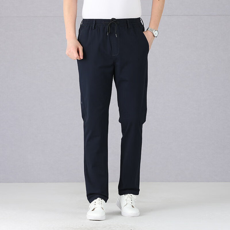 裤子成熟稳重男装40岁夏穿休闲裤薄款透气百搭高腰宽松直筒 -7藏青色