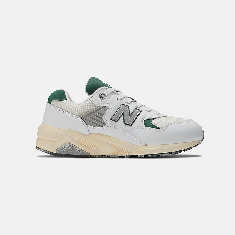 new balance新百伦 580系列 新款复古风 缓震防滑男女跑步鞋 白绿/mt