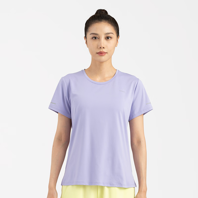 迪卡侬（DECATHLON）运动上衣女夏季速干短袖透气跑步T恤吸汗瑜伽服健身服TAWS 香芋紫速干透气 XL