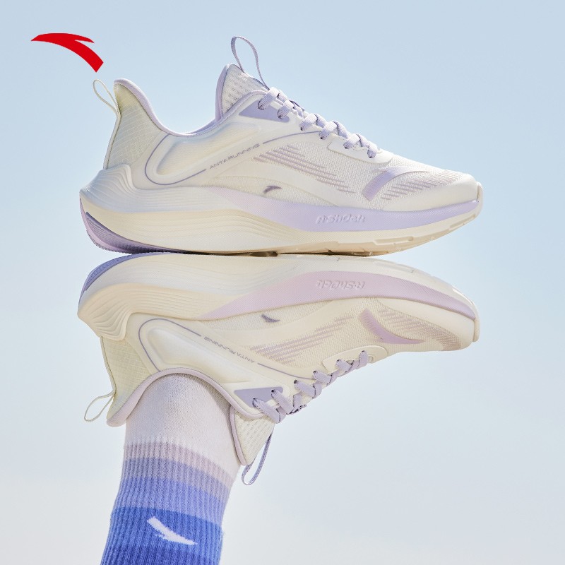 安踏春夏季毒刺 跑鞋女a-shock科技轻便减震透气跑步运动官网 -2象牙