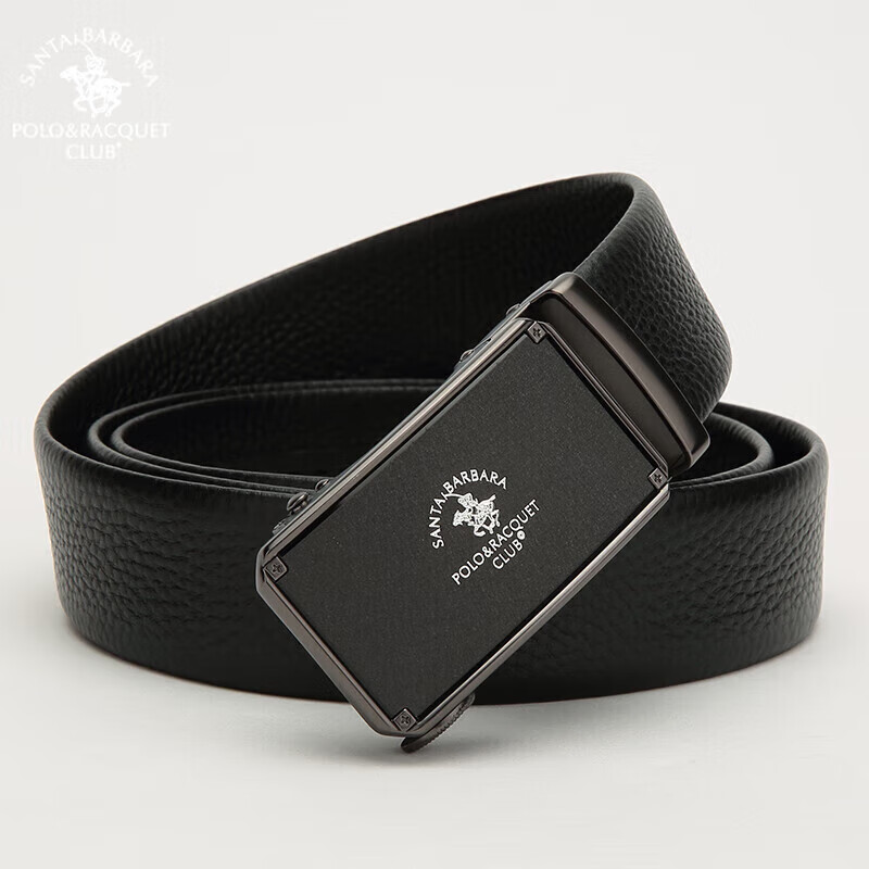 圣大保罗(santa barbara polo & racquet club)腰带男牛皮自动扣男士