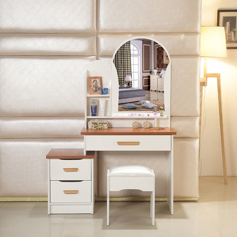 梳妆台卧室小户型迷你实木简约现代经济型桌伸缩地中海免漆化妆台 608