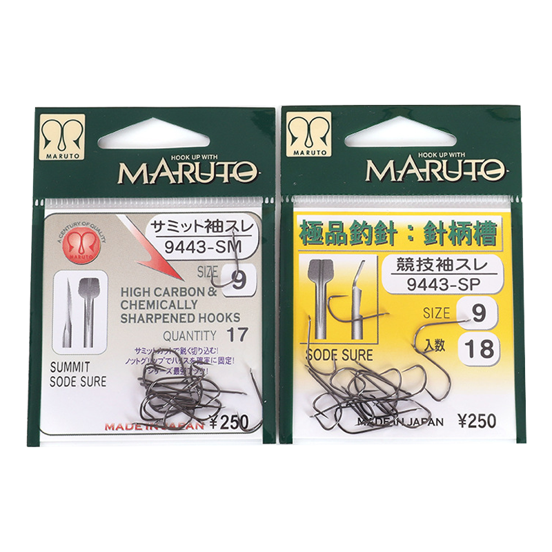 MARUTO土肥富袖黑無(wú)倒刺魚(yú)鉤sp針柄槽日本原裝帶槽打扁鯽魚(yú)鉤 SP針柄槽18枚/包 4號(hào)