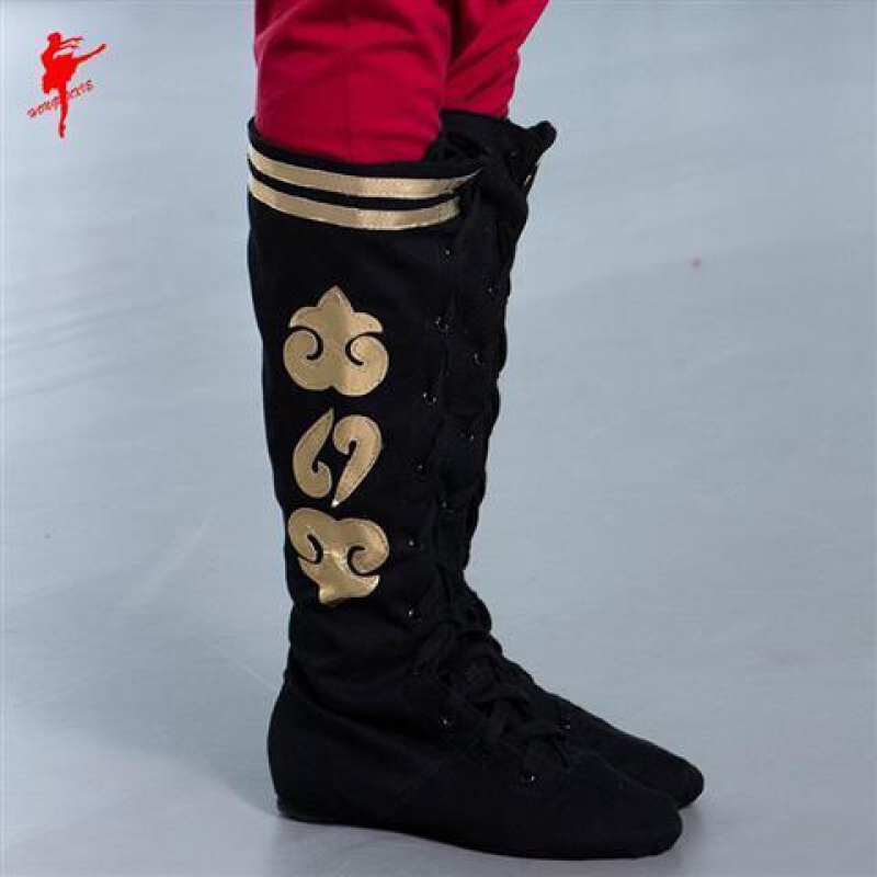 紅舞鞋舞蹈靴女蒙古族側(cè)花帆布靴跳舞純黑練功靴男藏族舞臺表演鞋10350 帆布側(cè)花拉鏈款 38