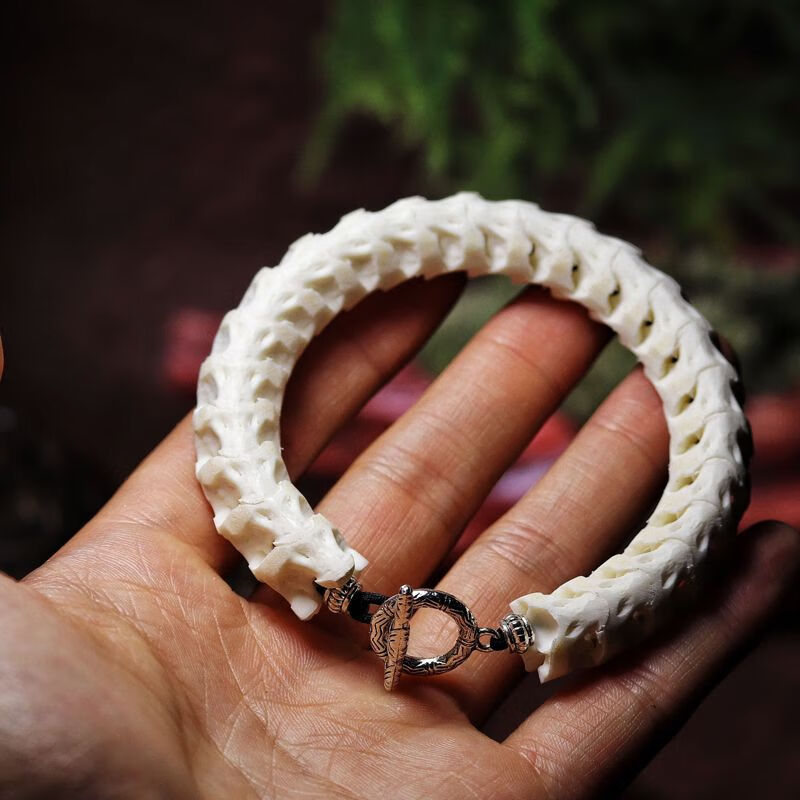 念夏天然泰国真蛇骨手链文玩蛇骨手串活扣版男女情侣招财转运饰品