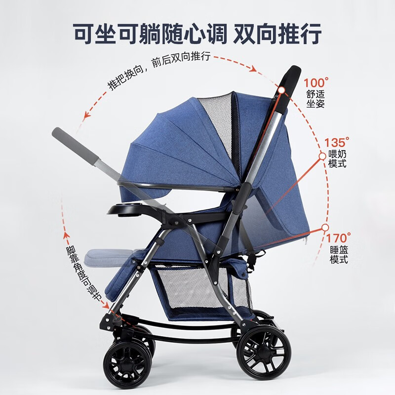 ANGI BABY婴儿推车可坐可躺新生儿婴儿车双向宝宝手推车睡篮童车可变摇摇车