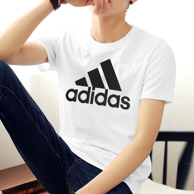 Adidas阿迪达斯短袖男女同款修身夏季新款休闲运动体恤圆领半袖纯棉T恤男士 尺码偏小 纯棉透气/潮流字母/白色 M(175/96A)