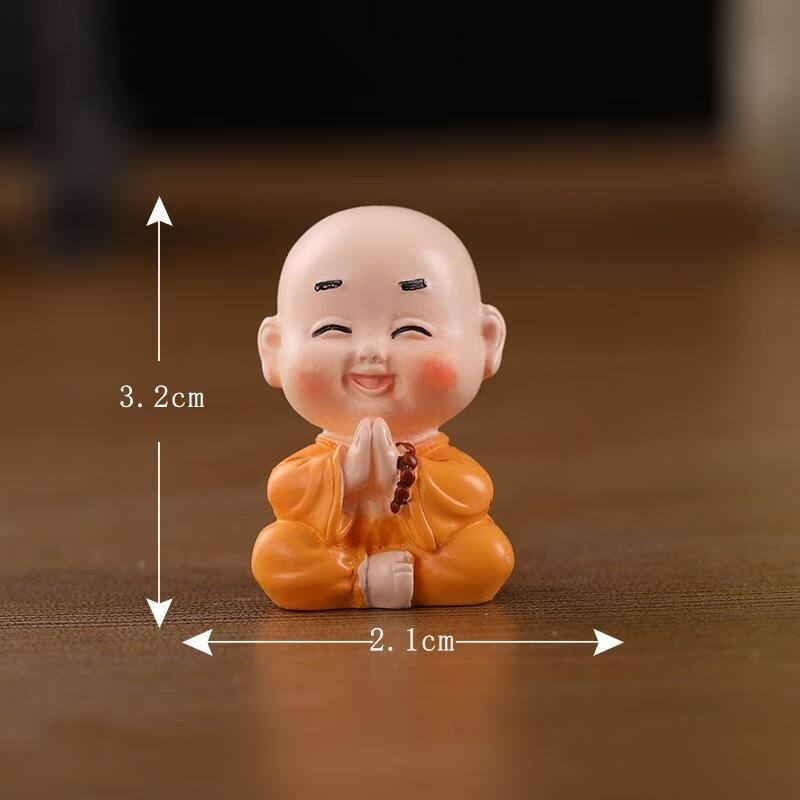微景观创意顽皮树脂禅意小和尚装饰配件小沙弥车载桌面小摆件 打坐