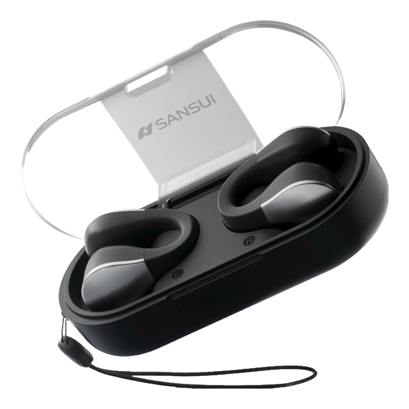 山水（SANSUI）TW90 蓝牙耳机 不入耳开放式 无线耳夹式夹耳 骨传导概念运动跑步通话降噪 适用于华为苹果小米 黑