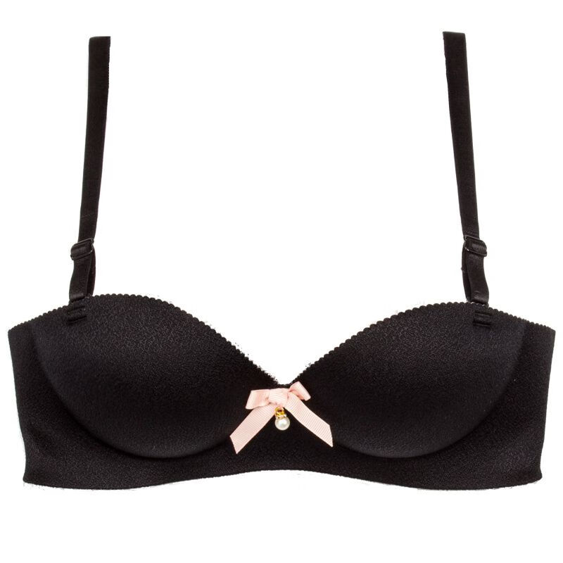 5cm馒头杯厚款aa杯不空杯小胸平胸专用文胸罩女 黑色 上薄下厚3cm 70a