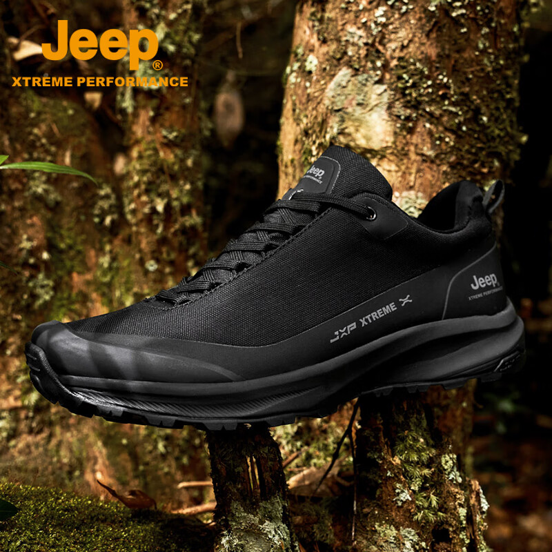 Jeep吉普【动态防水】徒步鞋男 耐磨防滑户外登山鞋 高弹缓震越野跑鞋 经典黑 42
