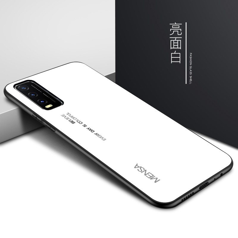 哲勒(zhele) vivoy30手机壳vivoy30防摔玻璃渐变个性创意硅胶全包边