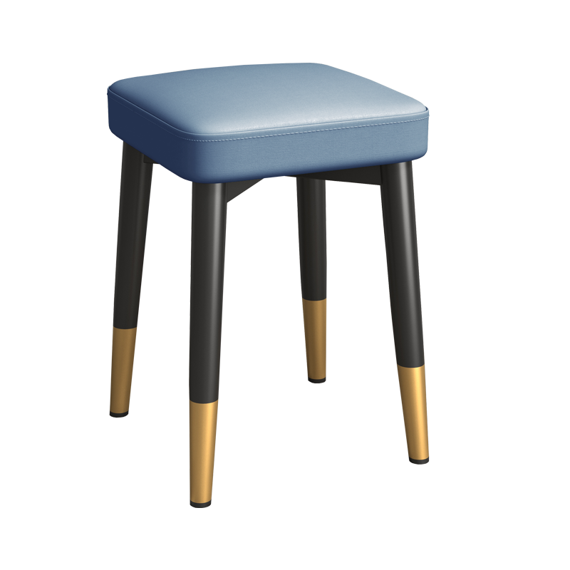 普派凳子家用餐椅简约轻奢餐凳可叠放网红科技布乳胶软凳化妆凳现代简约休闲凳子 乳胶座黑金腿灰色