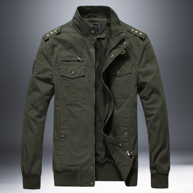 福狼軍迷服飾春秋季迷彩服男外套美軍陸戰(zhàn)服戰(zhàn)術(shù)服上衣加厚耐磨勞保服 軍綠-里布款 XL(120-135斤)