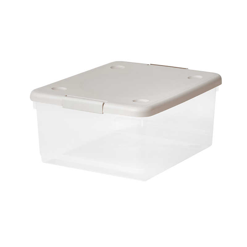 TENMA天馬塑料收納箱底側(cè)雙拉手搬家整理箱透明衣服儲(chǔ)物箱子非常便利箱 45M卡其色【45x55x25cm】 1個(gè)裝