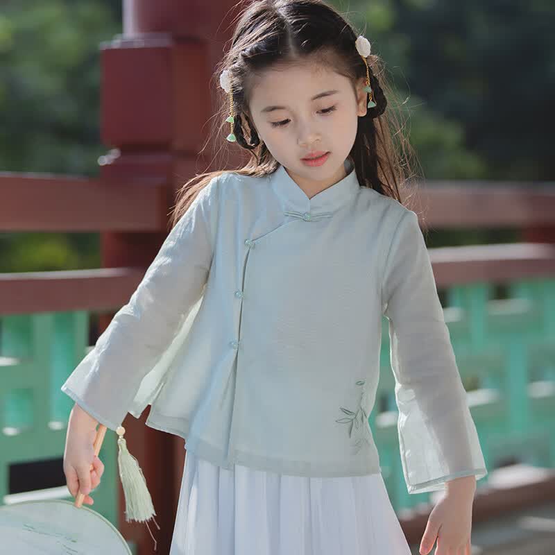 duckkids小黄鸭汉服女童夏季唐装儿童宝宝中国风童装小童古风汉服套装