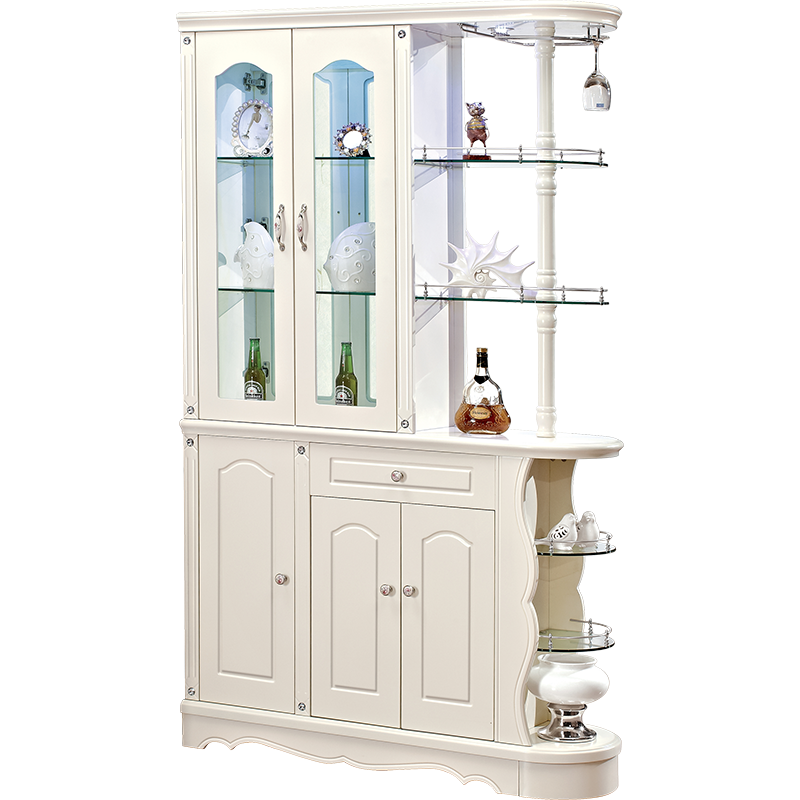 凯帝格 欧式双面酒柜1.2米客厅玄关柜入户门厅间厅柜隔断柜储物柜 象牙白色
