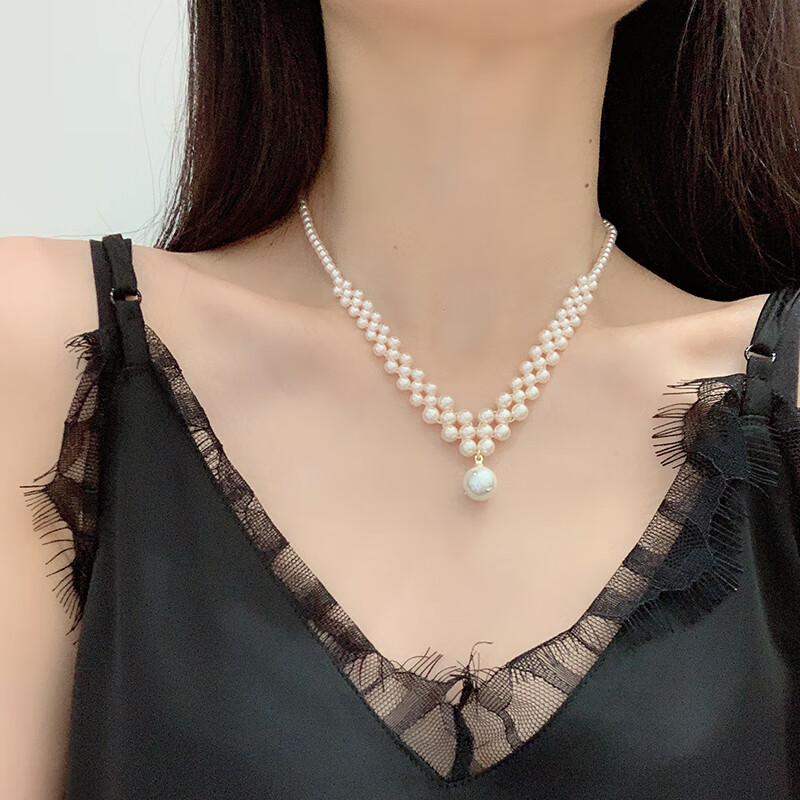 珍珠项链女2021年新款轻奢小众设计感锁骨链choker颈链毛衣链 主图