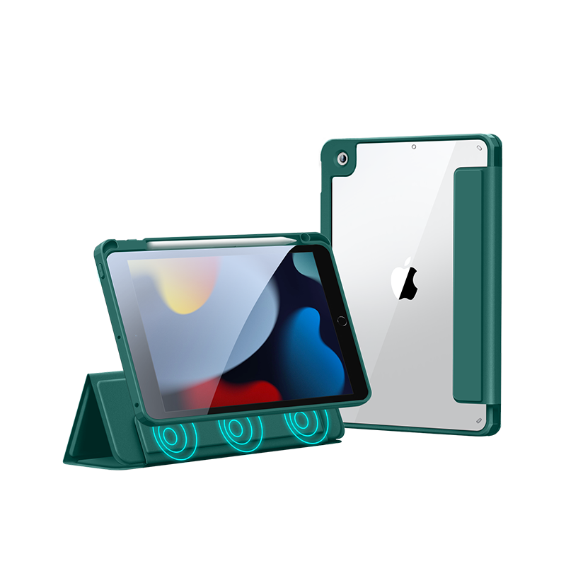 亿色适用于iPad9/8/7保护壳磁吸带笔槽2021/20/19面盖可拆分苹果平板电脑套10.2英寸智能全包防摔绿