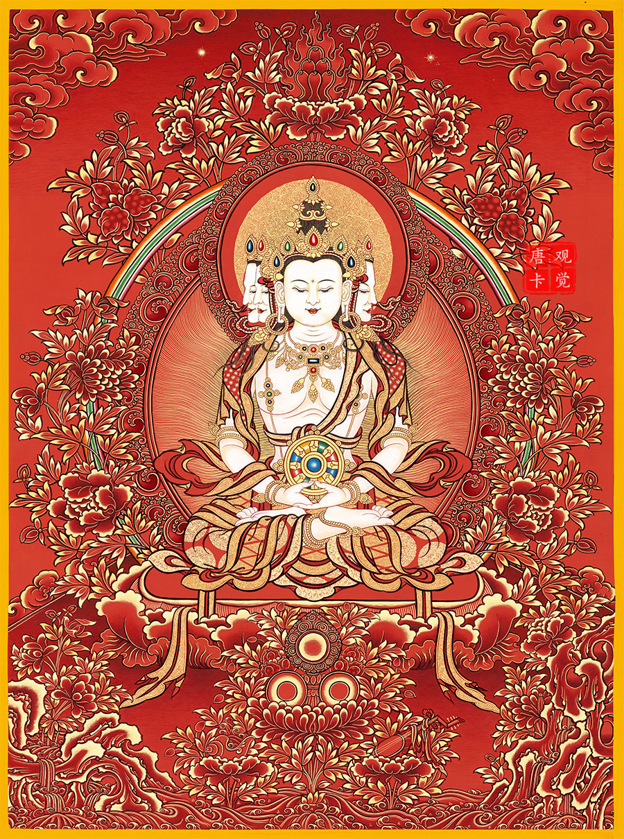 周末岛大日如来佛唐卡西藏热贡藏族手绘复制客厅书房玄关装饰挂画 大