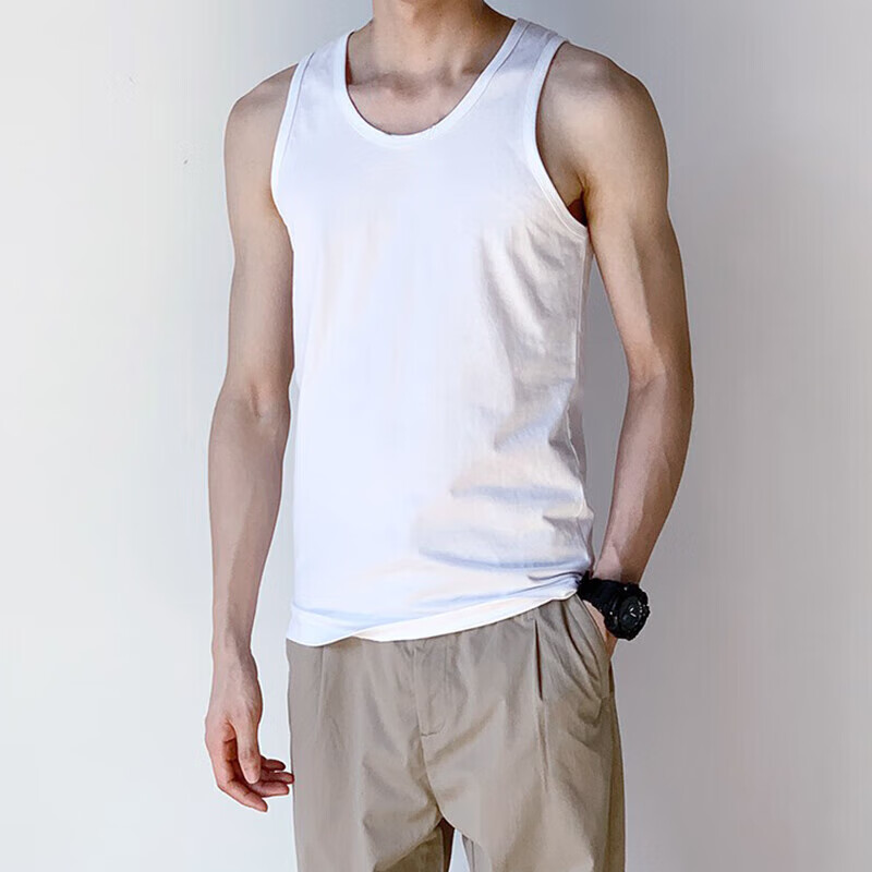 白背心夏男无袖体能训练服汗衫速干军迷军用背心吸汗透气 【】白背心
