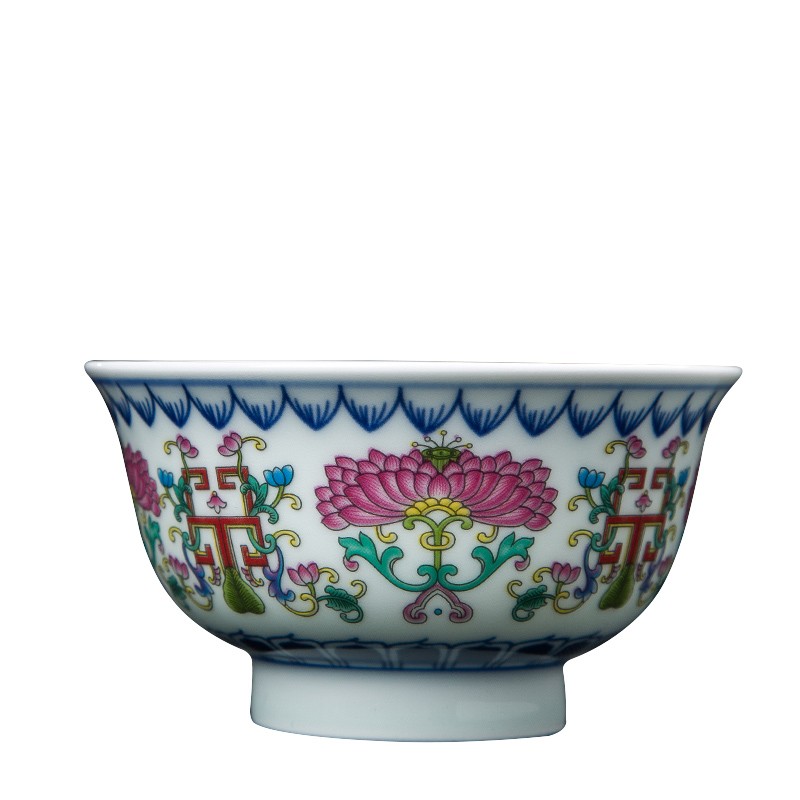 景德鎮(zhèn)仿古陶瓷碗中式茶碗飯碗斗彩石榴飯碗 蓮花八寶斗彩