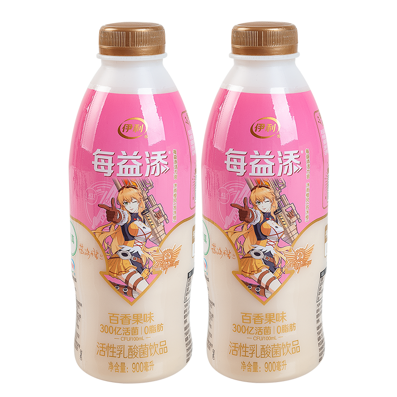 伊利每益添百香果900ml酸奶味活性乳酸菌大瓶桶装 每益添百香果味900g