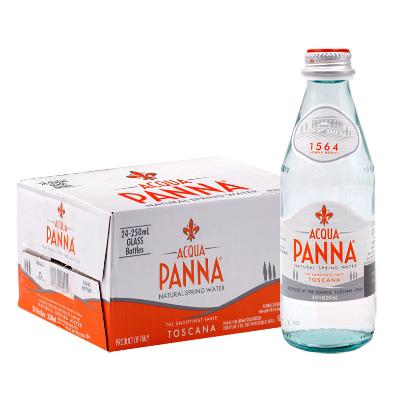 普娜（Acqua Panna） 天然矿泉水玻璃瓶 意大利进口饮用水泡茶水 普娜250ml*24瓶