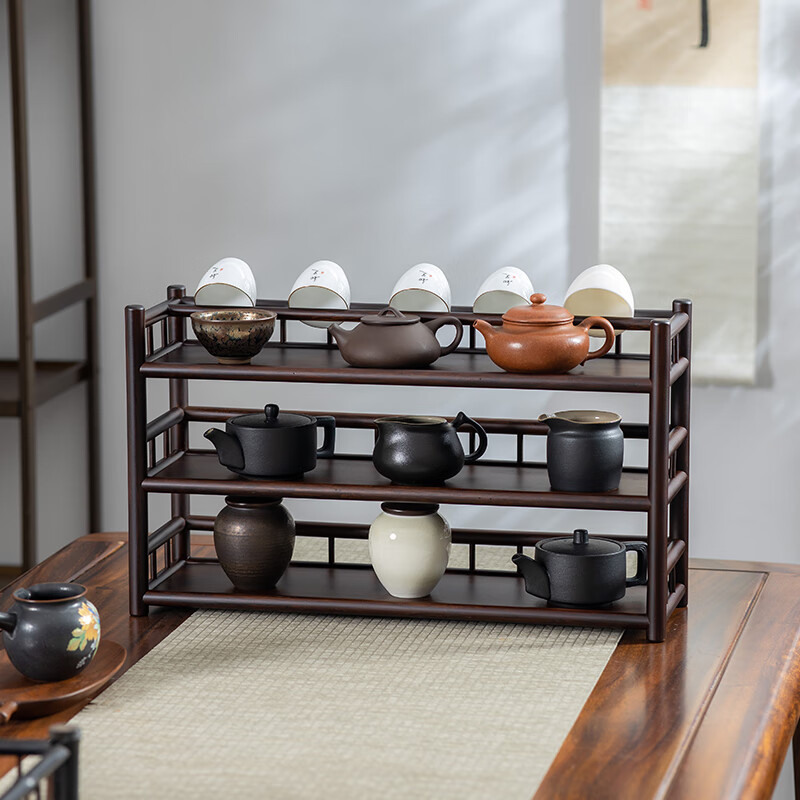 申传（SHENCHUAN）茶具置物架桌上茶杯茶壶收纳架摆件展示柜小博古架茶架子中式茶棚 古味三层杯架带沥水-50长使用感如何?
