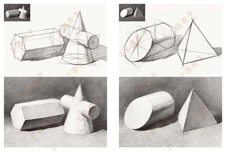 【正版现货】大观素描教学体系3 2021主题教学蒋铭科单体几何体石膏像