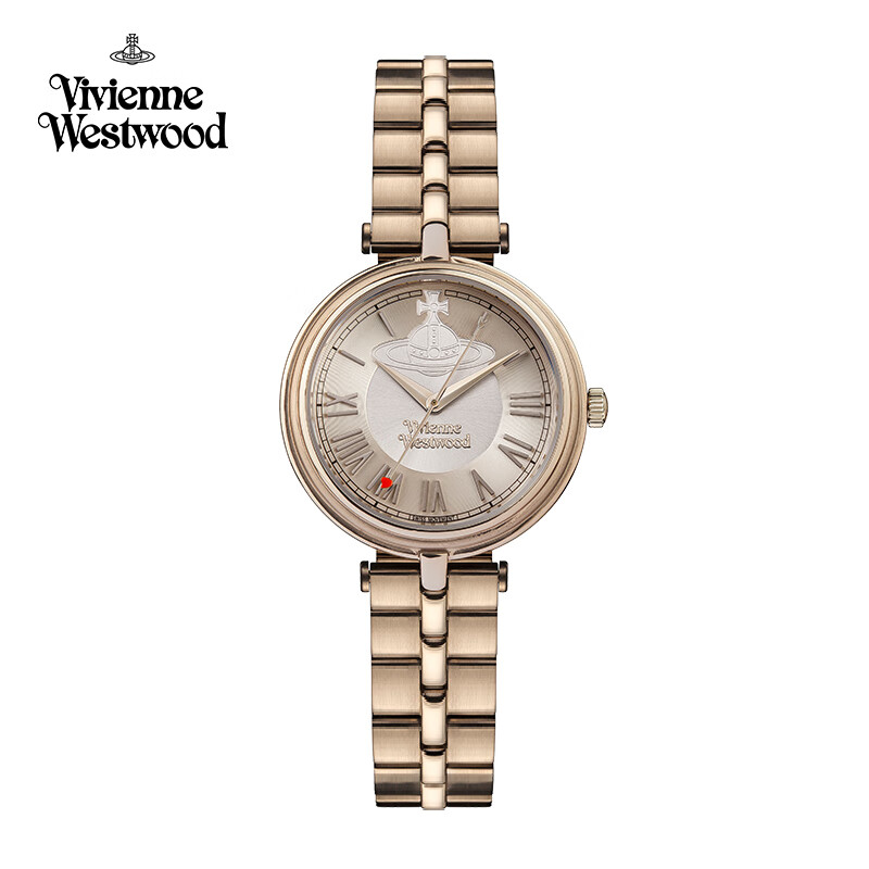 westwood)手表 女表罗马刻度钢带女表气质英国品牌腕表 金色