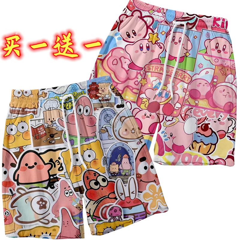 流彗星之卡比运动裤派大星印花短裤男夏季宽松睡裤海绵宝宝休闲裤情侣