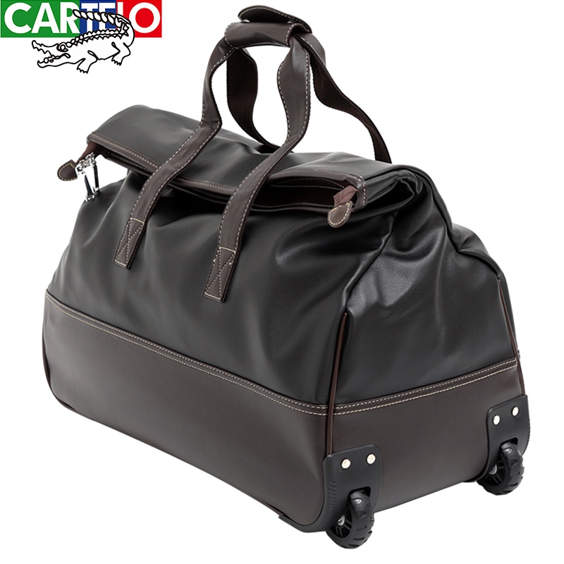 卡帝乐鳄鱼（CARTELO）新品手提旅行包登机拉杆包女男商务大容量出差旅行袋托运行李包旅游包 黑色 大