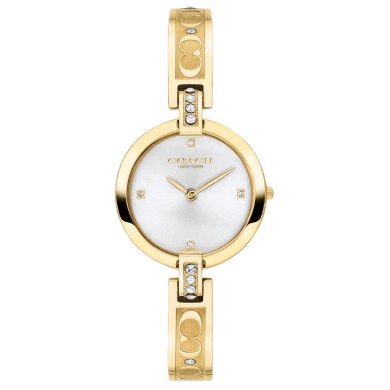 蔻馳女士不銹鋼手鐲式石英手表Chrystie金色表殼26mm表 Blush ONE SIZE