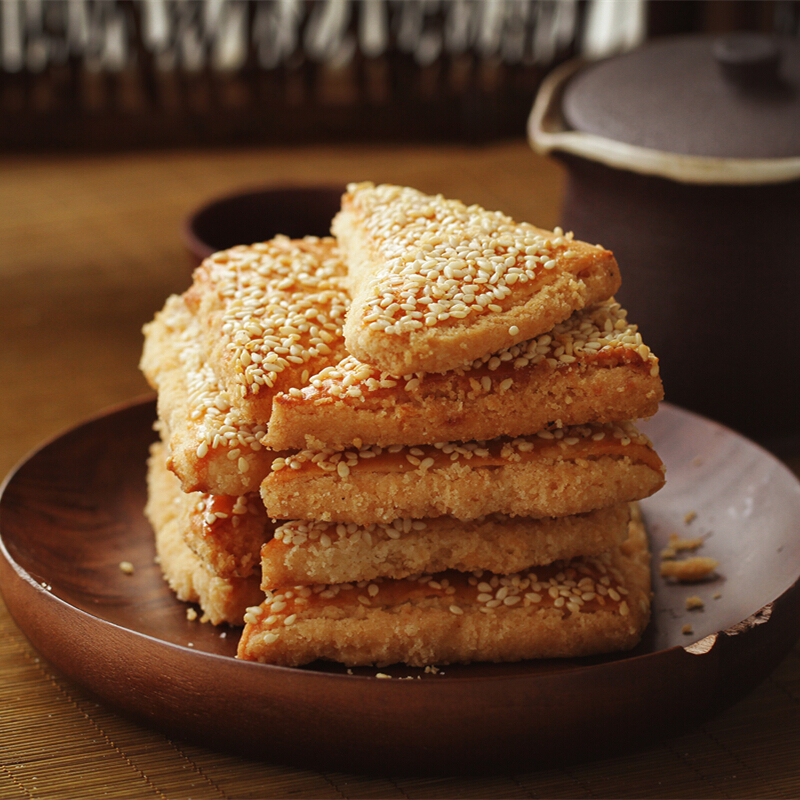 虎钢馋芝麻三角酥天津北京传统中式手工脆香咸酥糕点零食