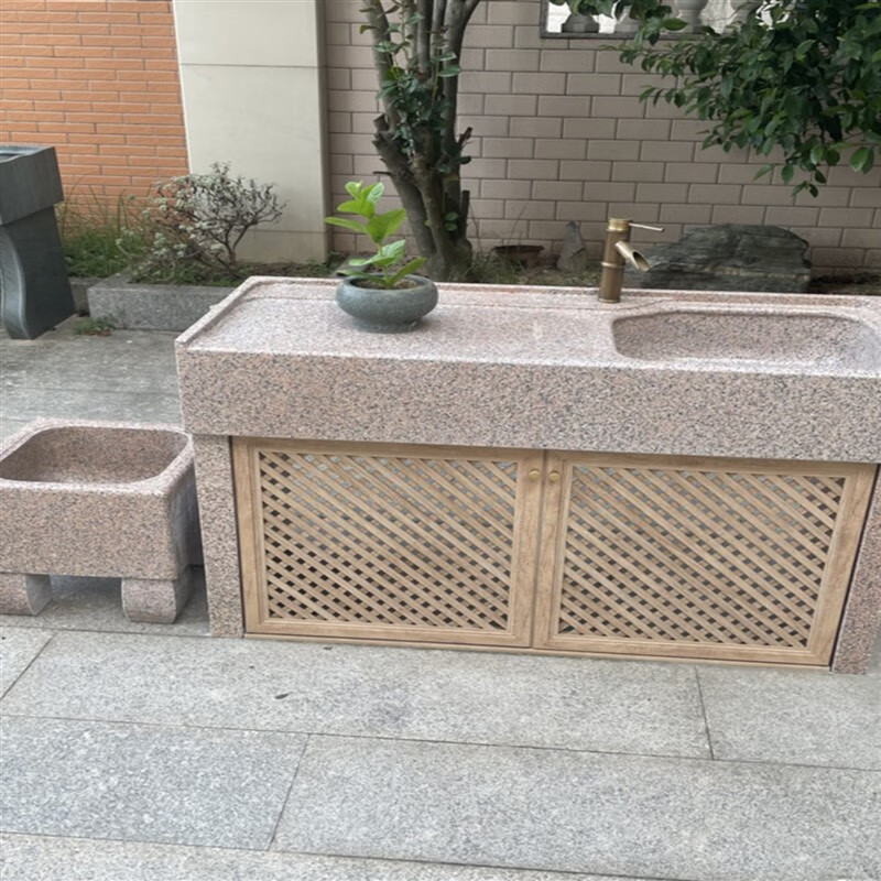 澳颜莱阳台大理石洗衣台 大理石洗衣池天然整石一体式户外阳台水槽