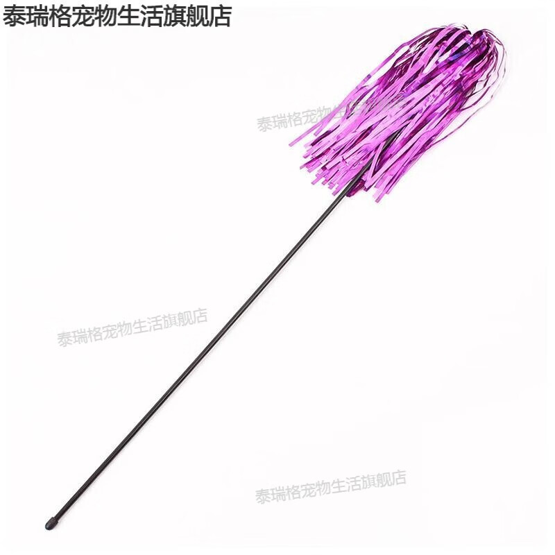 反光彩带彩色响纸逗猫棒猫玩具羽毛铃铛逗猫玩具宠物猫咪玩具用品 颜色随机1支