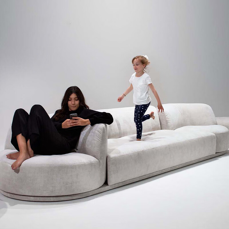 嘉芙丽乐园沙发意式极简创意旋转沙发客厅直排设计师布艺沙发 【三人位】3.0米-单转-可分左右 组合 S级棉麻款
