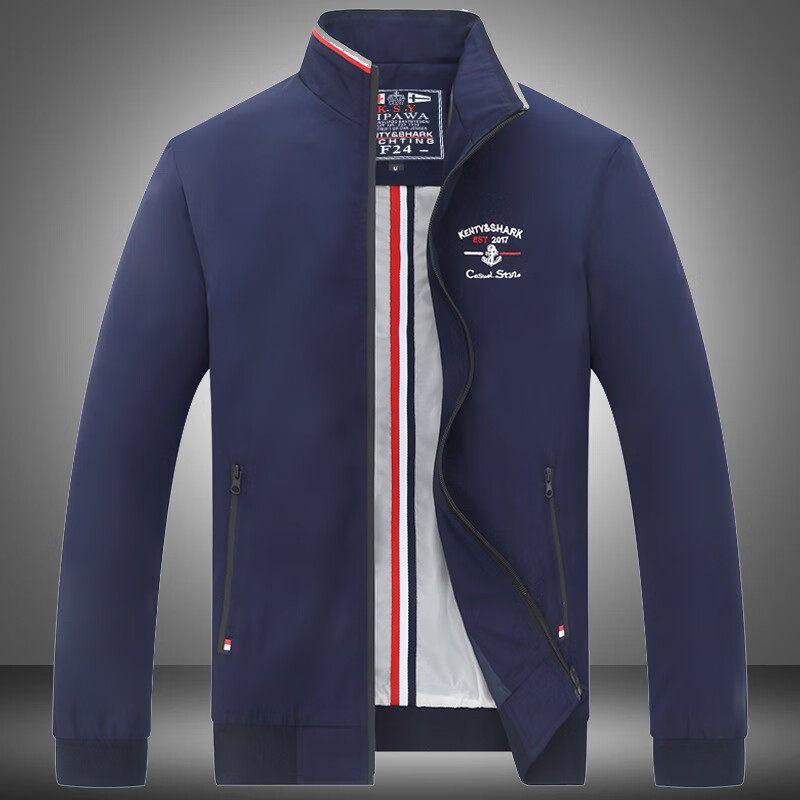 澳颜莱意大利古老鲨鱼春秋季男装外套立领夹克大码宽松免烫薄款休闲