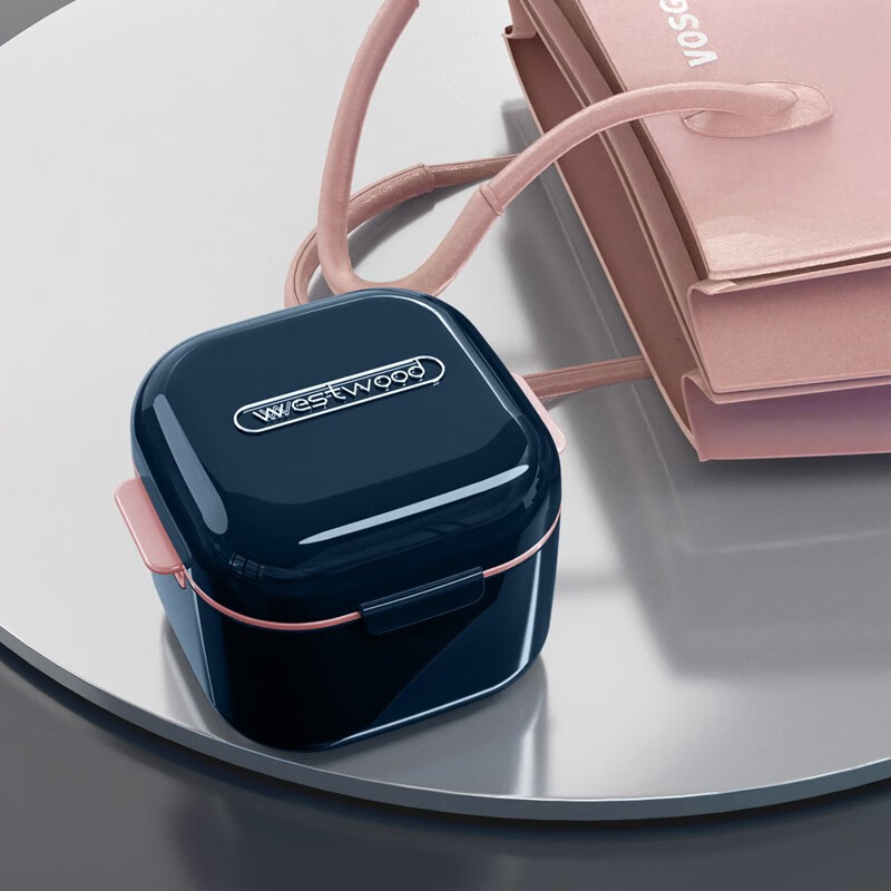 米德恩保持器牙套收纳盒子浸泡隐形牙齿放假牙清洗牙齿储存便携带 牙套浸泡盒【宝石蓝】 食品材质 