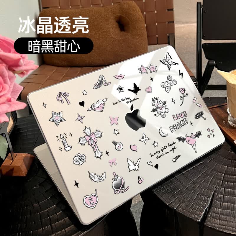 MOROCK【2025新品】适用苹果macbookair13保护壳13英寸pro笔记本14外壳mac电脑轻薄m3配件13.6透明套m2 暗黑甜心 Air(13.3寸)A2337/A2179