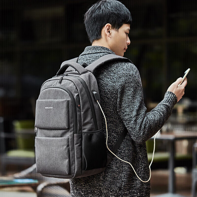 波斯丹顿男士双肩包男生学生书包潮流出差旅游背包大容量15.6英寸电脑包