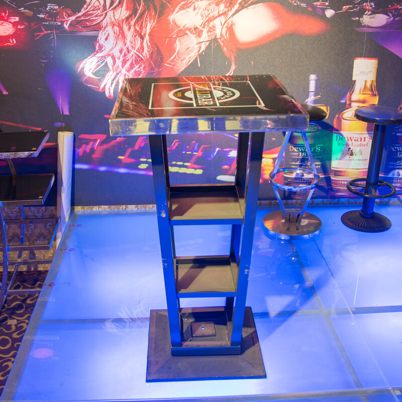 小米石2023升级款沙发背后简约高脚桌椅组合 酒吧散台圆形发光慢摇吧