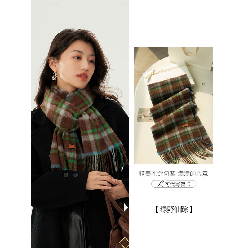 围巾女冬格子英伦韩系百搭窄披肩保暖围脖生日节日礼物 绿野仙踪 品牌
